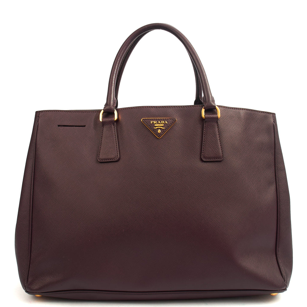 Prada Tote Galleria - Medium Double Zip Tote in Cognac, Saffiano Leather — Front View