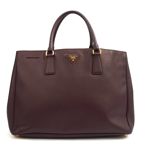 Prada Tote Galleria - Medium Double Zip Tote in Cognac, Saffiano Leather — Front View