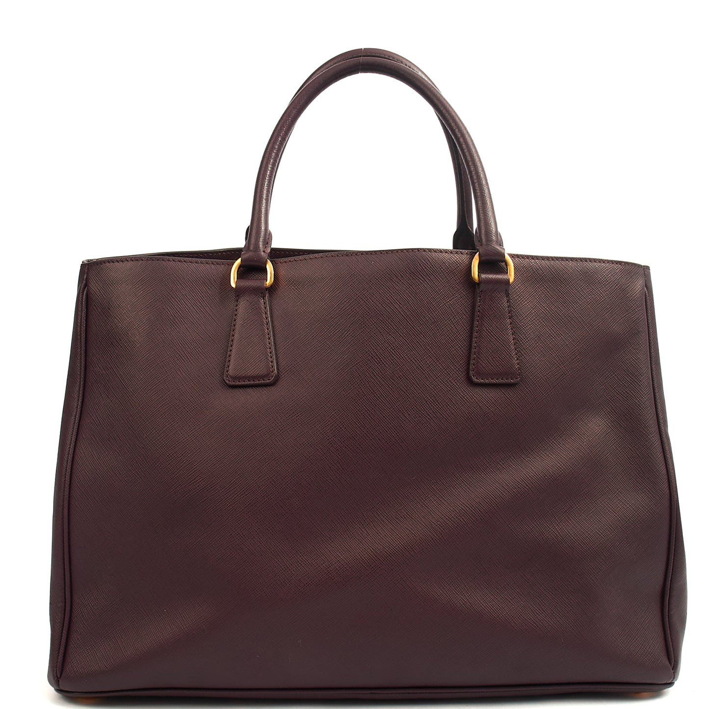 Prada Tote Galleria - Medium Double Zip Tote in Cognac, Saffiano Leather — Back View
