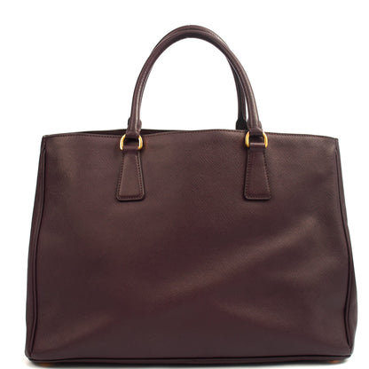 Prada Tote Galleria - Medium Double Zip Tote in Cognac, Saffiano Leather — Back View