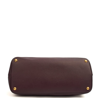 Prada Tote Galleria - Medium Double Zip Tote in Cognac, Saffiano Leather — Top View