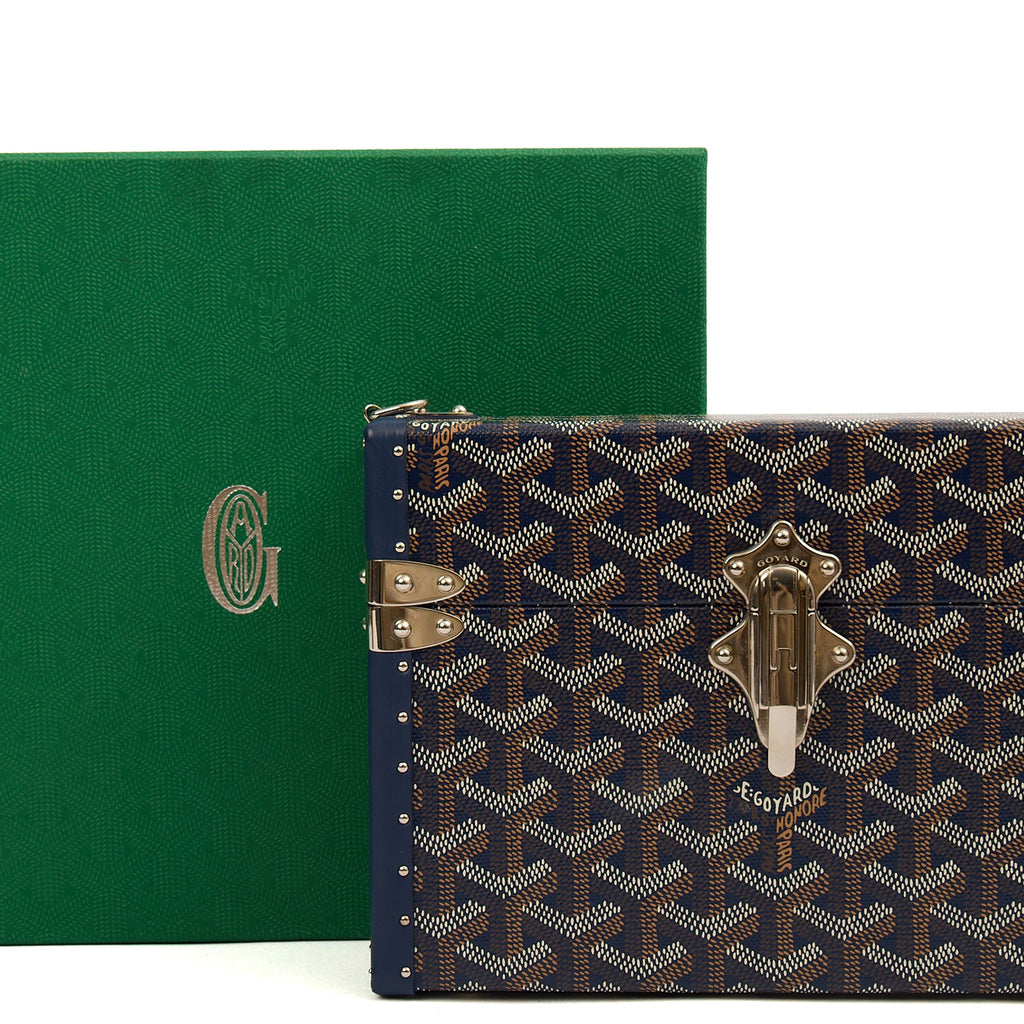 Goyard Cross Body Cassette Trunk in Navy, Leather — Side View