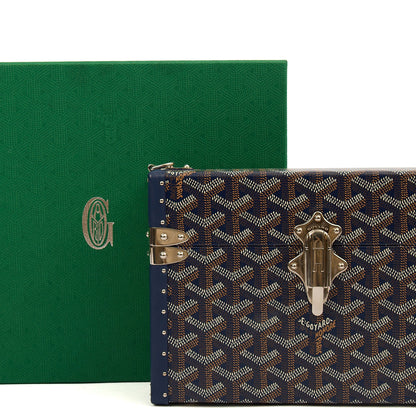 Goyard Cross Body Cassette Trunk in Navy, Leather — Side View