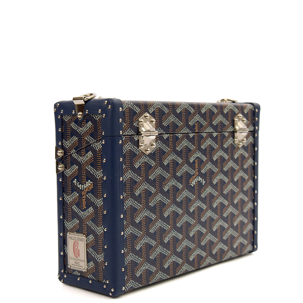 Goyard Cross Body Cassette Trunk in Navy, Leather — Back View