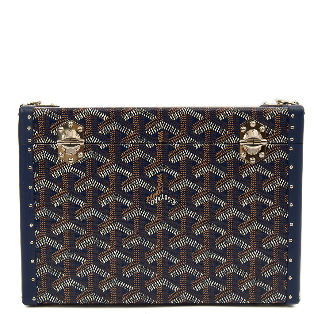 Goyard Cross Body Cassette Trunk in Navy, Leather — Detail View