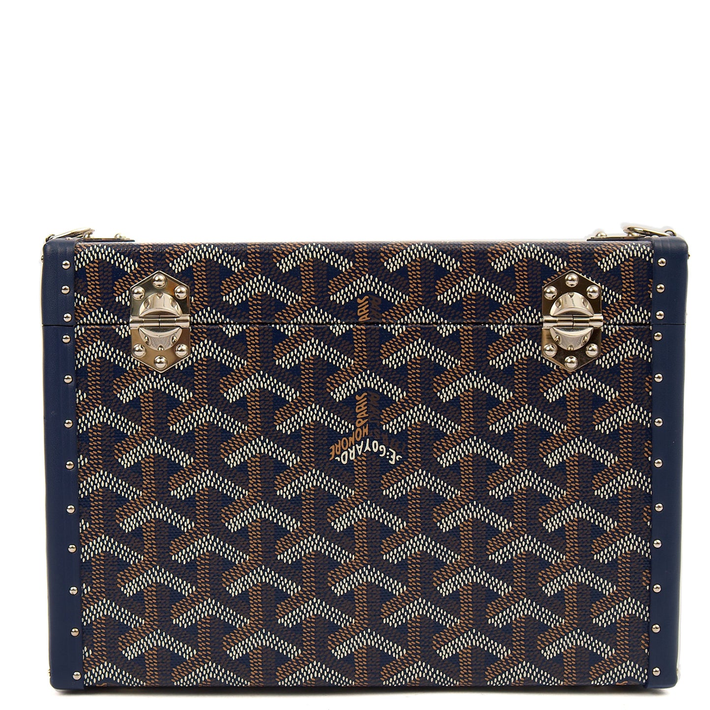 Goyard Cross Body Cassette Trunk in Navy, Leather — Detail View