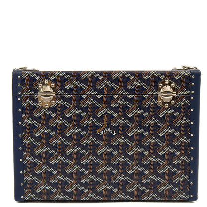 Goyard Cross Body Cassette Trunk in Navy, Leather — Detail View