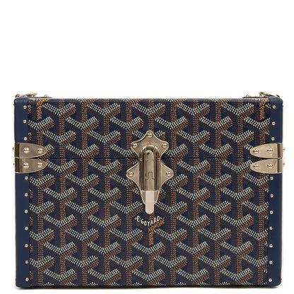 Goyard Cross Body Cassette Trunk in Navy, Leather — Front View