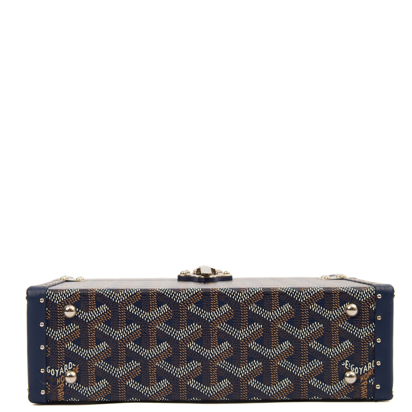 Goyard Cross Body Cassette Trunk in Navy, Leather — Top View