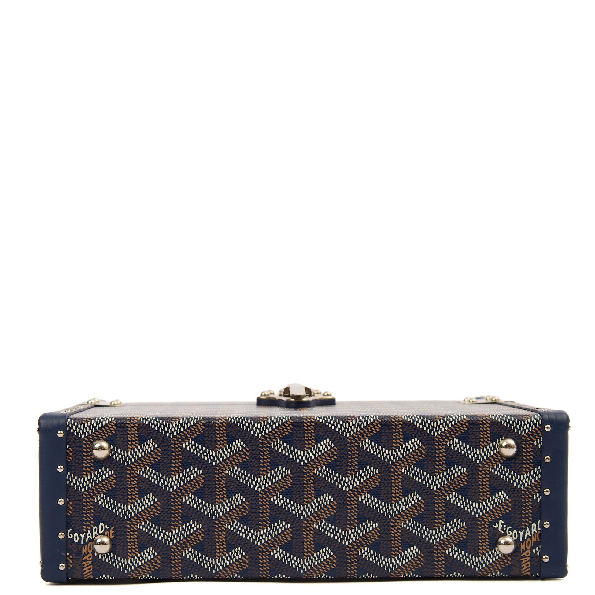 Goyard Cross Body Cassette Trunk in Navy, Leather — Top View