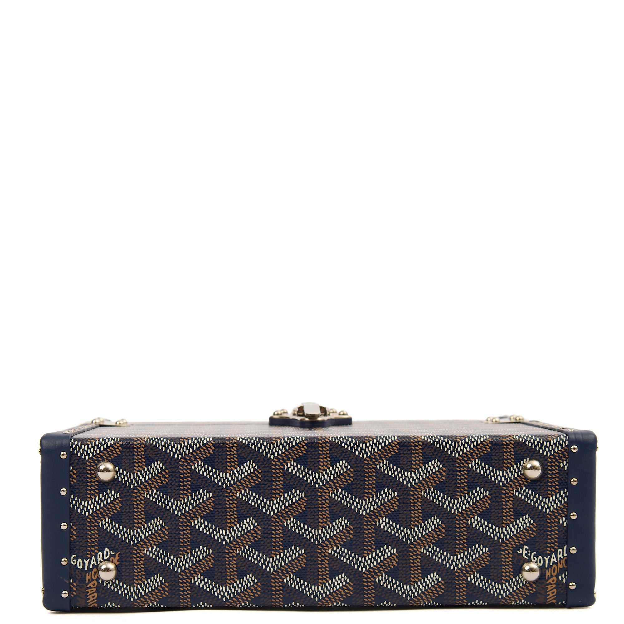 Goyard Cross Body Cassette Trunk in Navy, Leather — Top View