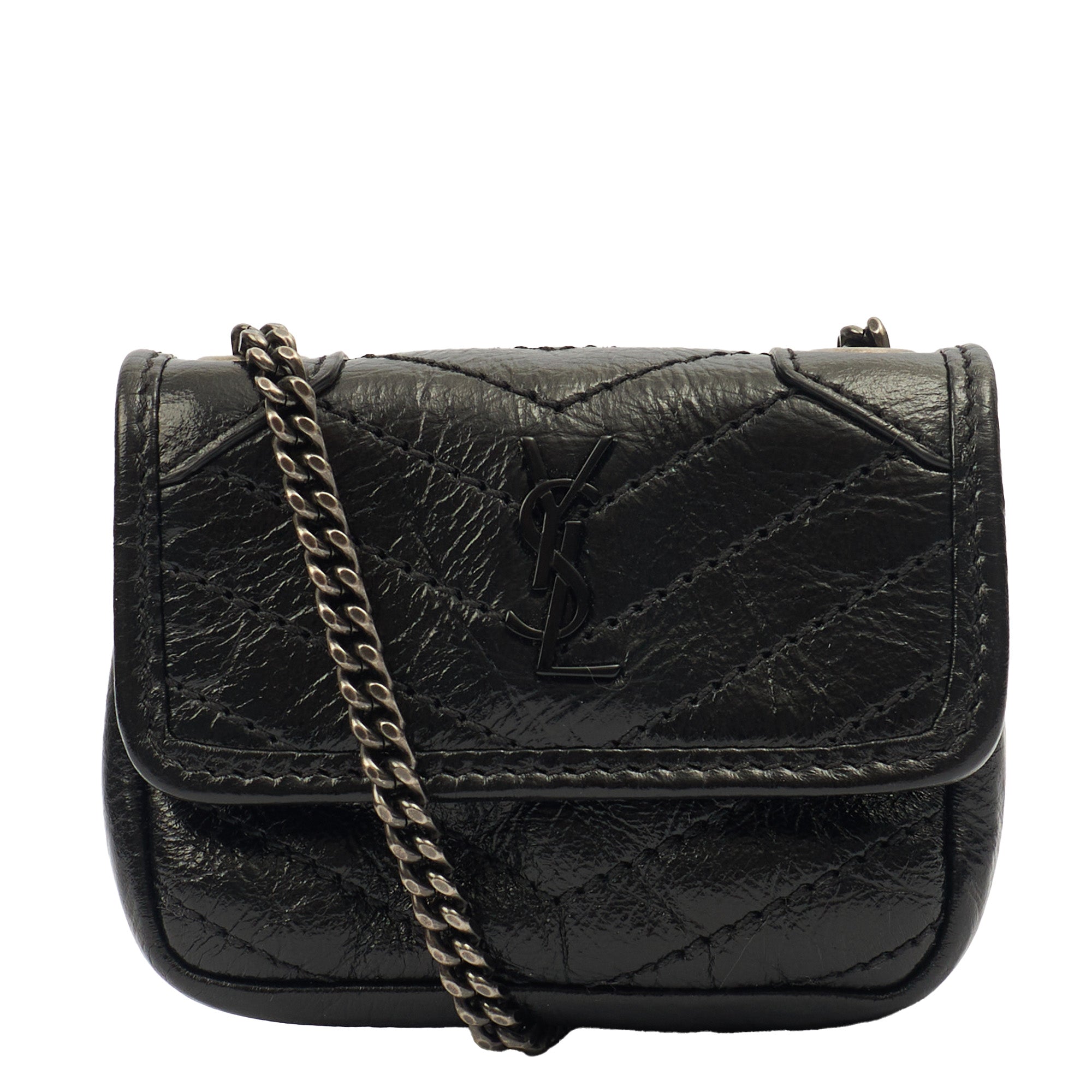 Saint Laurent Mini Bag Niki- Baby in Black, Leather — Front View