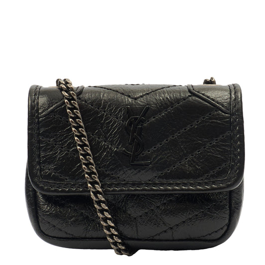 Saint Laurent Mini Bag Niki- Baby in Black, Leather — Front View
