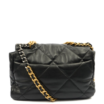 Chanel Shoulder Bag Chanel 19 in Black, Calfskin Leather — Top View