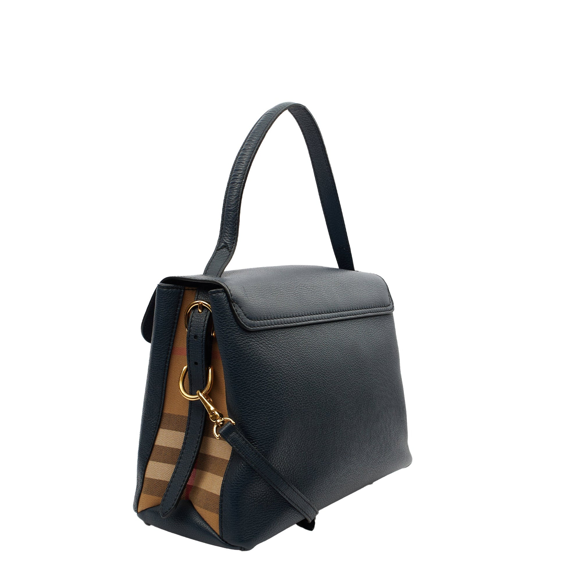 Burberry Cross Body Camberley Tote - Medium in Navy, Leather — Side View