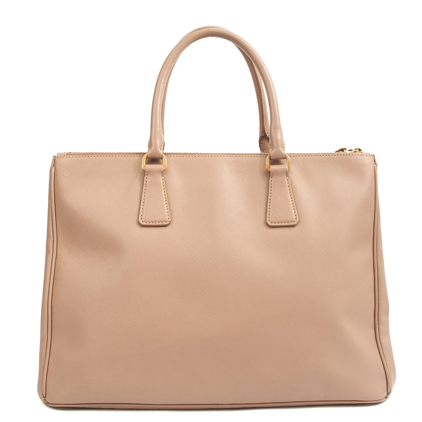 Prada Tote Galleria - Medium Double Zip Tote in Pink, Saffiano Leather — Top View