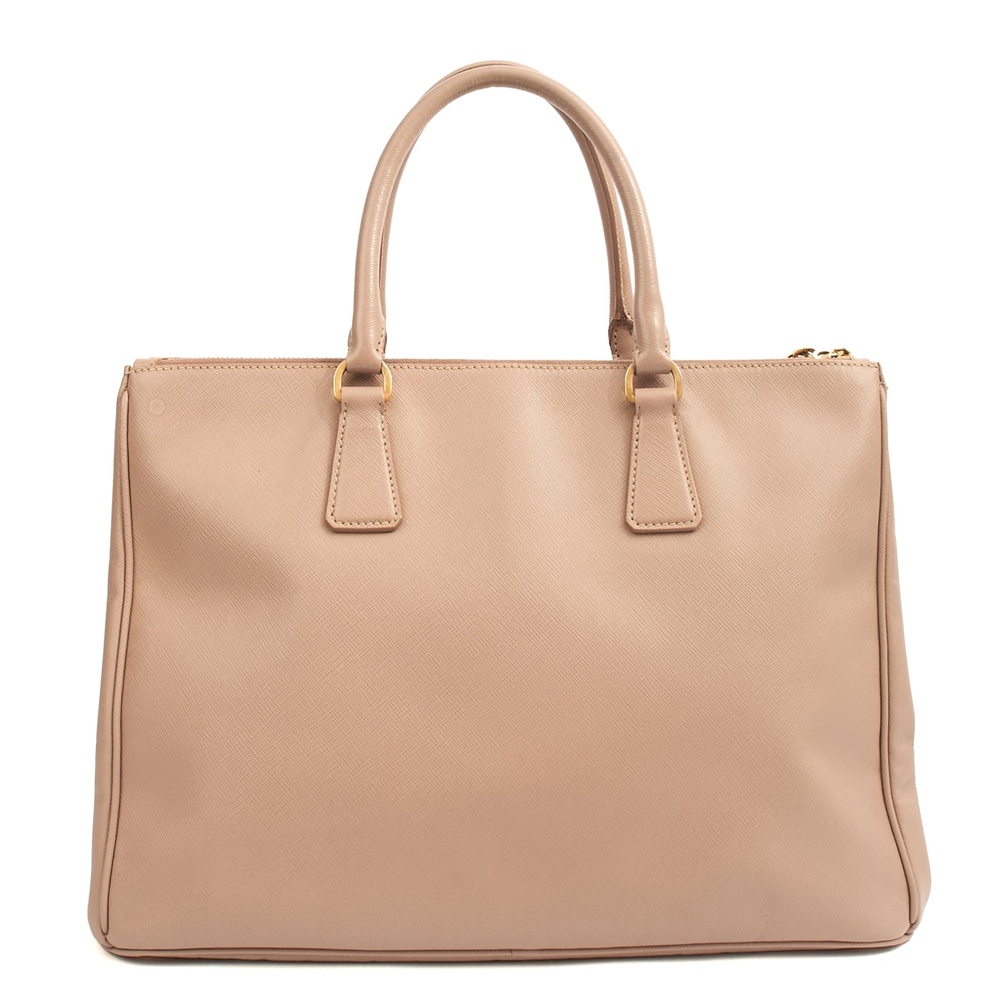 Prada Tote Galleria - Medium Double Zip Tote in Pink, Saffiano Leather — Top View