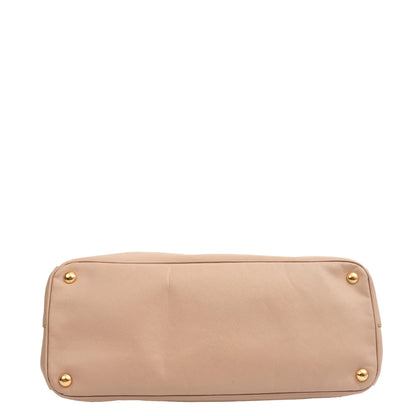 Prada Tote Galleria - Medium Double Zip Tote in Pink, Saffiano Leather — Detail View