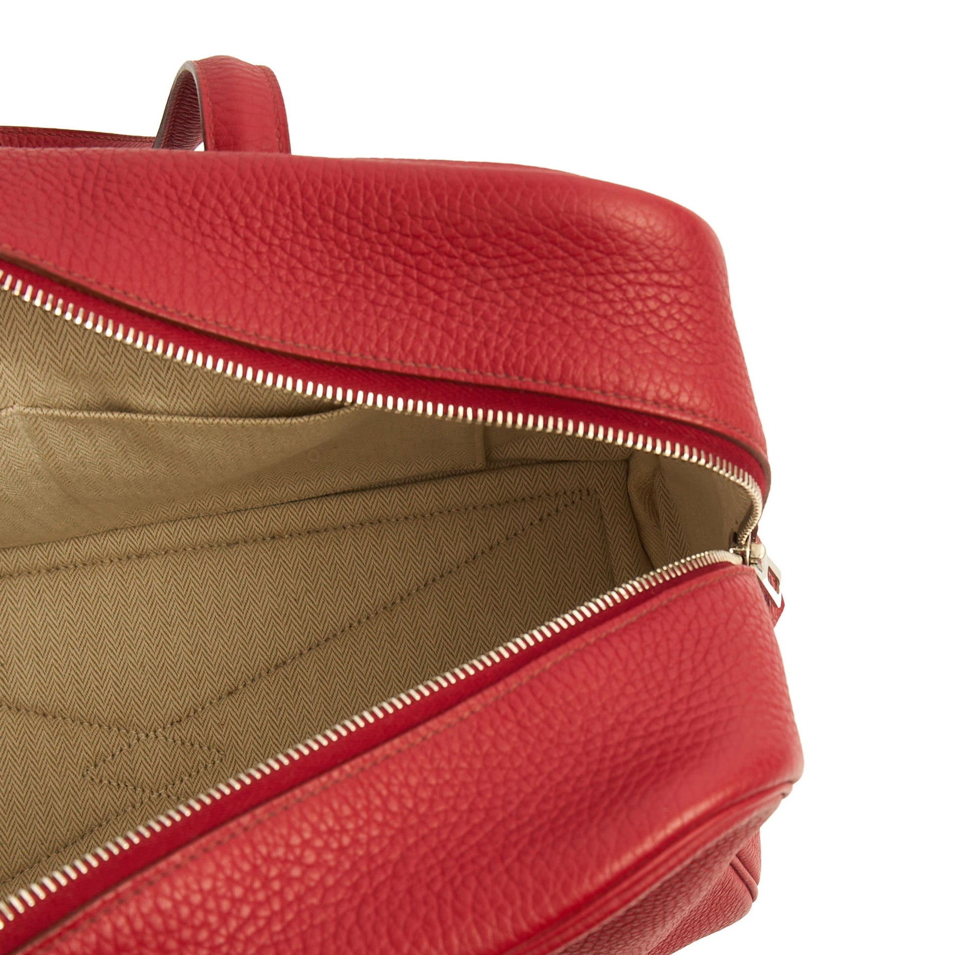 Hermes Victoria 35 in Rouge Vif, Togo Leather — Alternate View 10