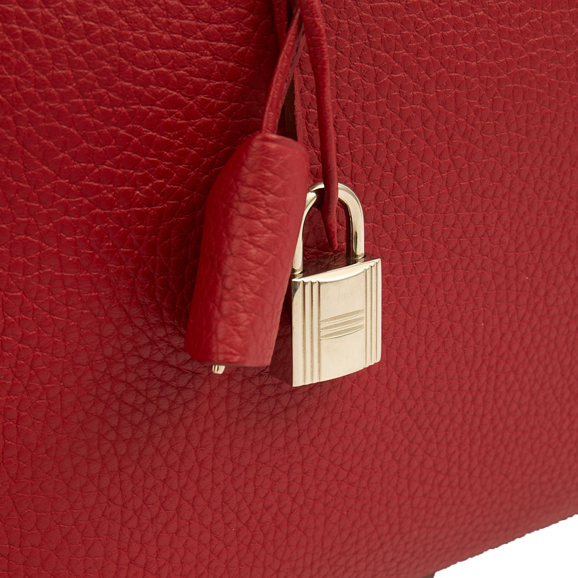 Hermes Victoria 35 in Rouge Vif, Togo Leather — Alternate View 16