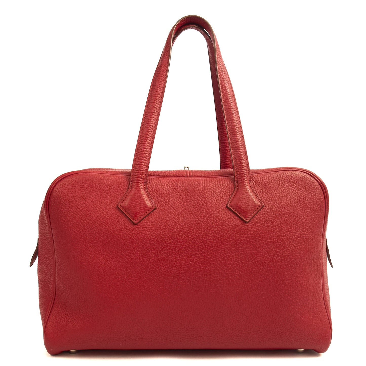 Hermes Victoria 35 in Rouge Vif, Togo Leather — Top View