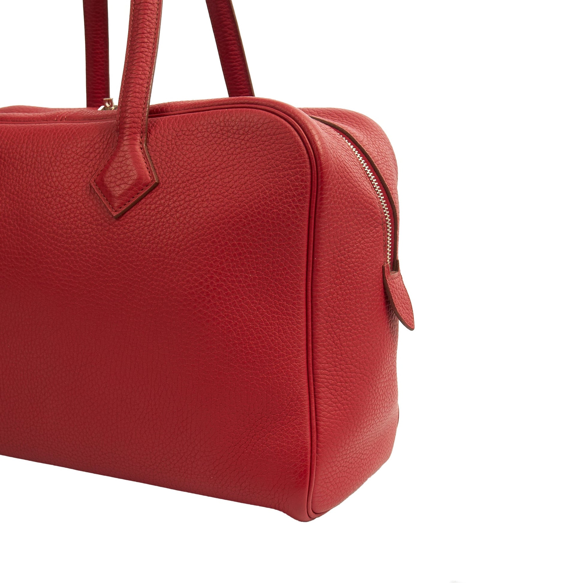 Hermes Victoria 35 in Rouge Vif, Togo Leather — Alternate View 7