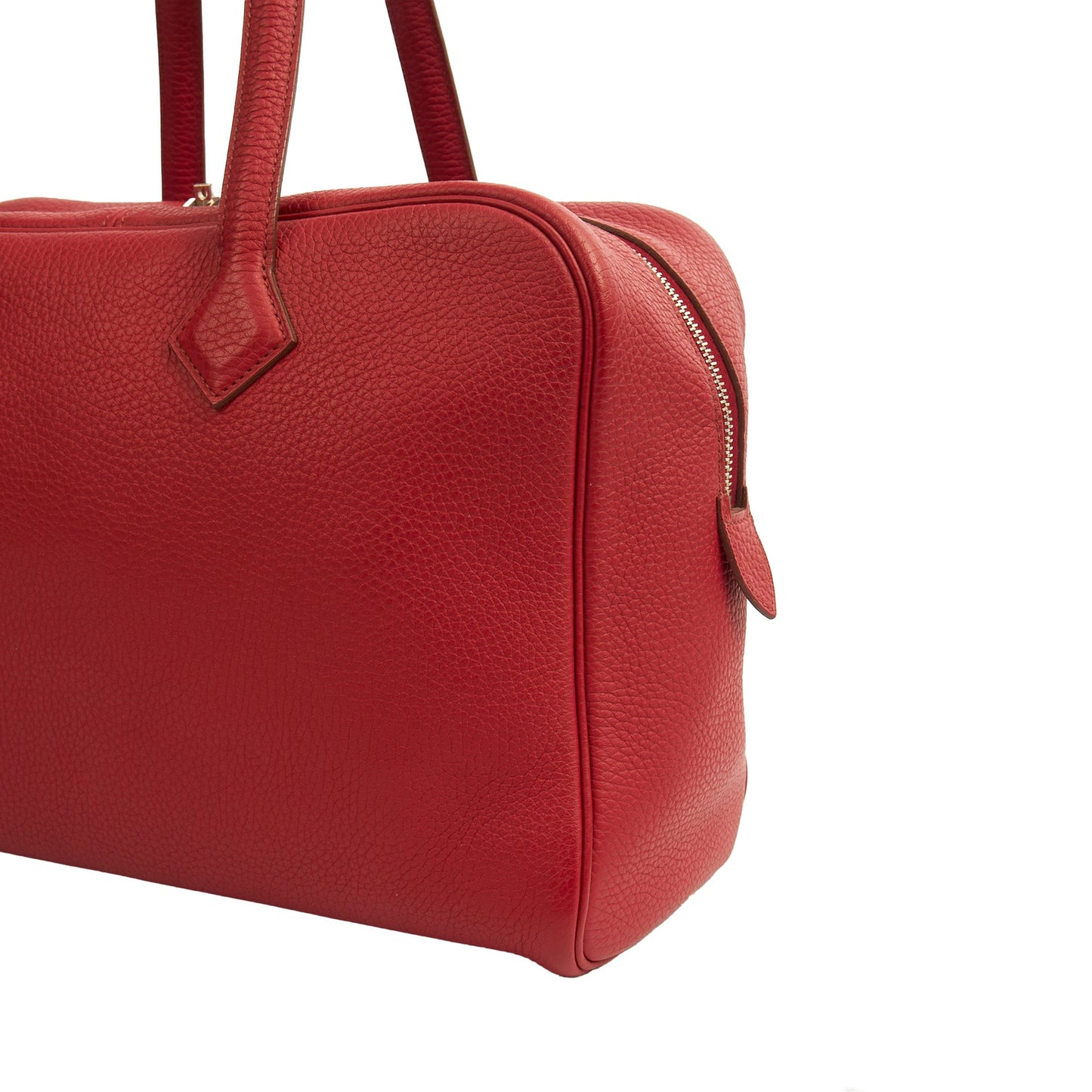 Hermes Victoria 35 in Rouge Vif, Togo Leather — Alternate View 17
