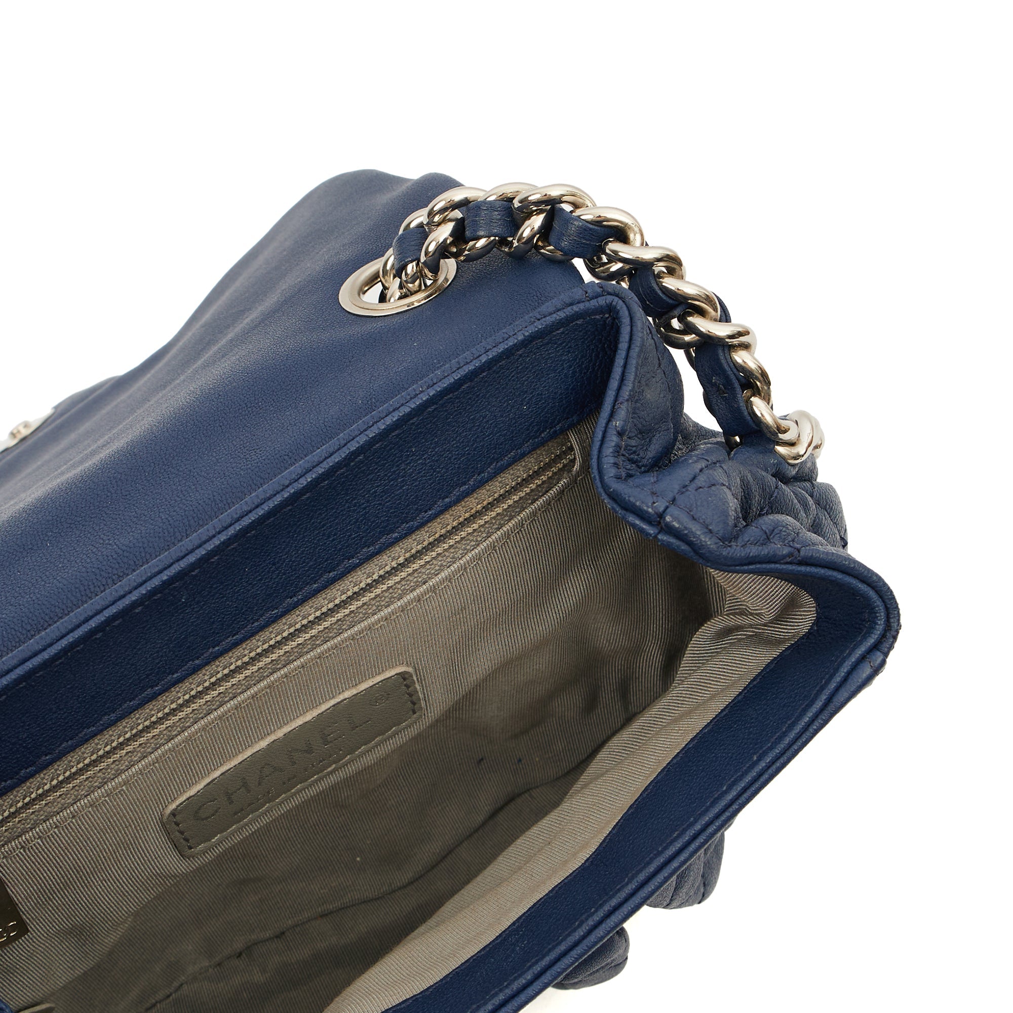 Chanel Cross Body Chain Around Flap in Navy, Calfskin Leather — Alternate View 24