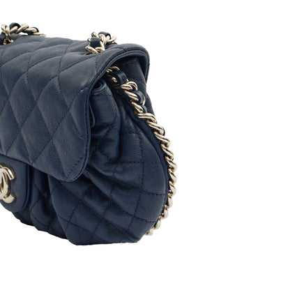 Chanel Cross Body Chain Around Flap in Navy, Calfskin Leather — Alternate View 13