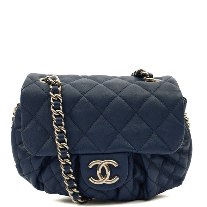 Chanel Cross Body Chain Around Flap in Navy, Calfskin Leather — Alternate View 9