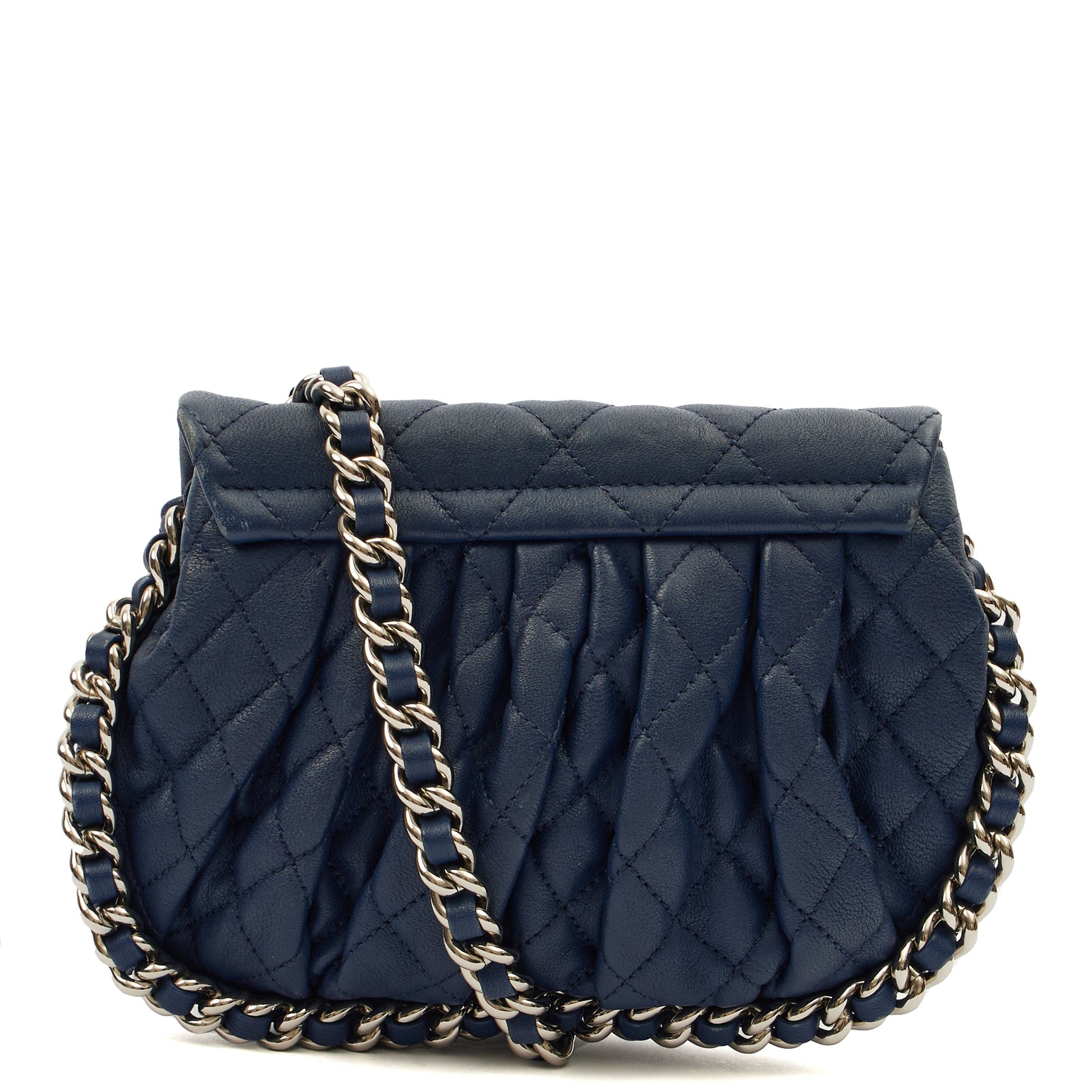 Chanel Cross Body Chain Around Flap in Navy, Calfskin Leather — Alternate View 11