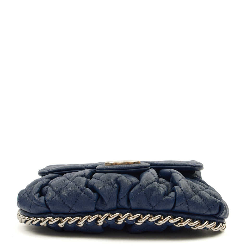 Chanel Cross Body Chain Around Flap in Navy, Calfskin Leather — Top View