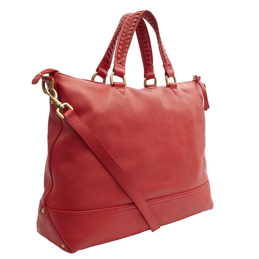 Mulberry Shoulder Bag Effie Tote in Red, Leather — Side View