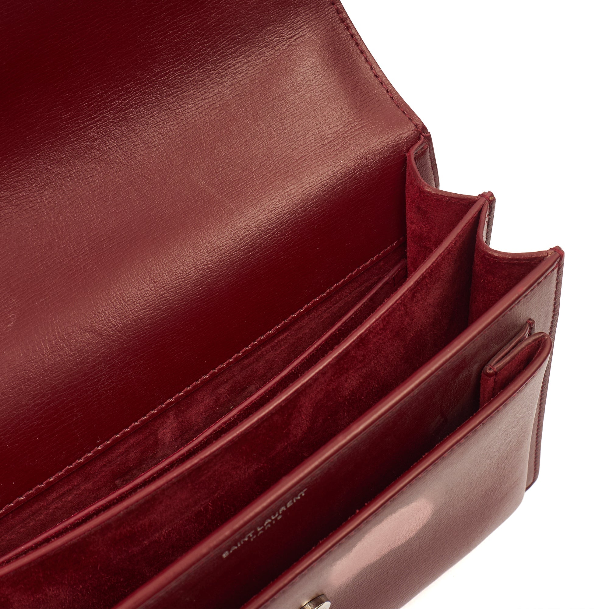 Saint Laurent Shoulder Bag Sunset - Medium in Red, Calfskin Leather — Lifestyle View