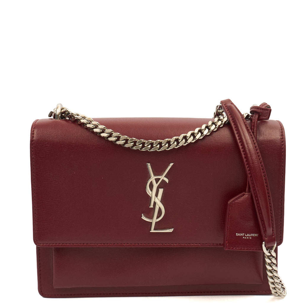 Saint Laurent Shoulder Bag Sunset - Medium in Red, Calfskin Leather — Front View