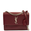 Saint Laurent Shoulder Bag Sunset - Medium in Red, Calfskin Leather — Front View