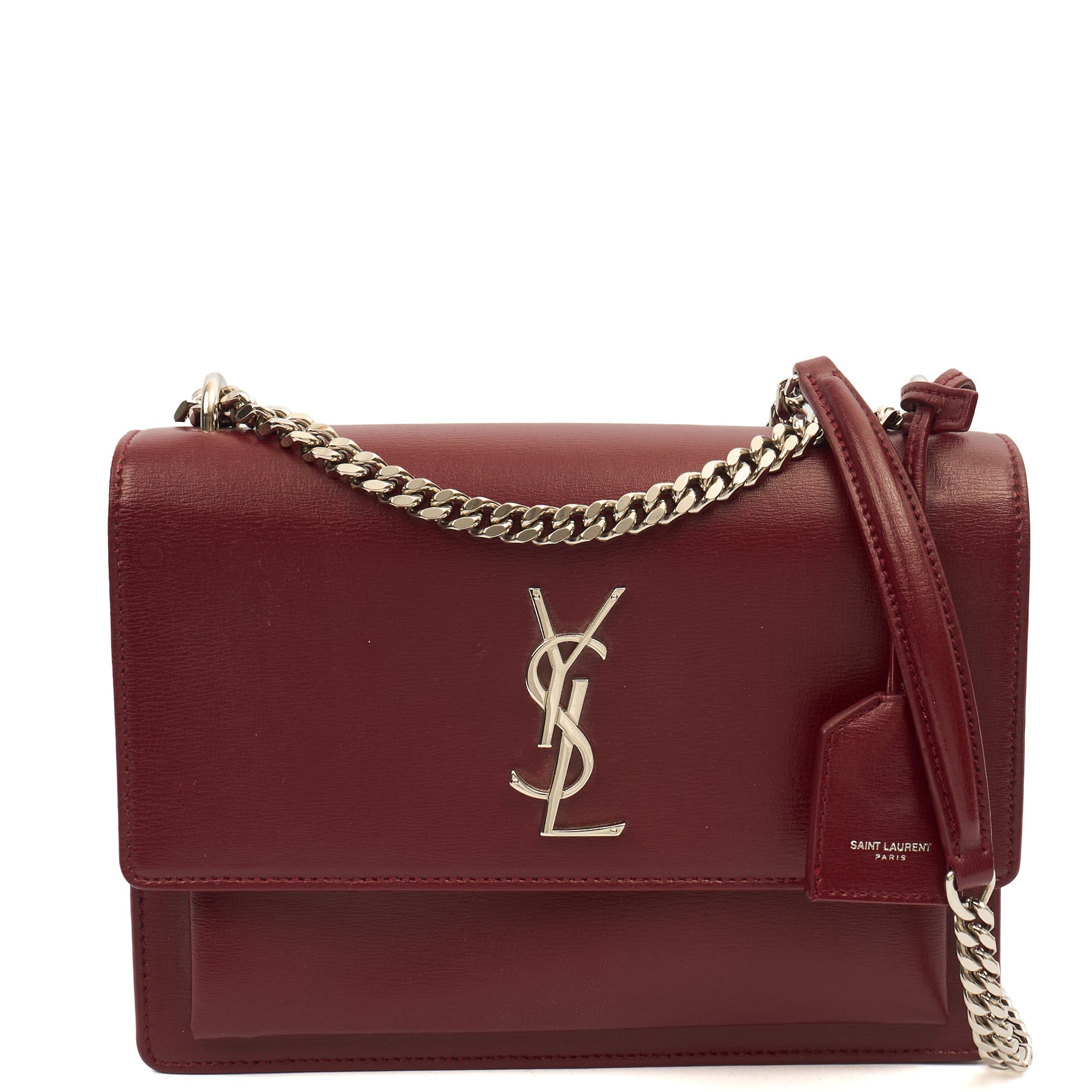 Saint Laurent Shoulder Bag Sunset - Medium in Red, Calfskin Leather — Front View