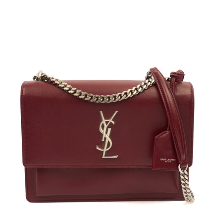 Saint Laurent Shoulder Bag Sunset - Medium in Red, Calfskin Leather — Front View