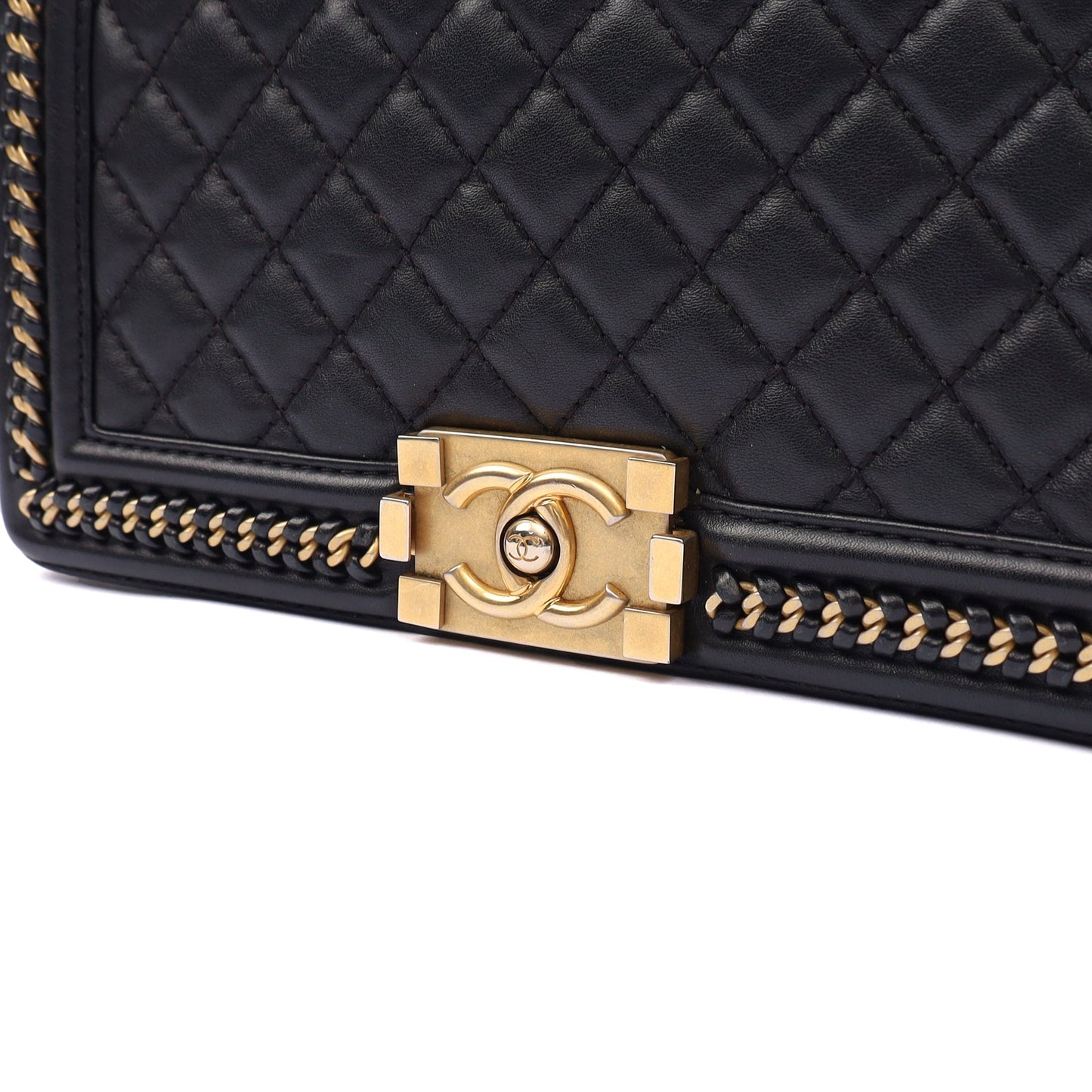 Chanel Shoulder Bag Boy Top Handle - Medium in Black, Calfskin Leather — Alternate View 7