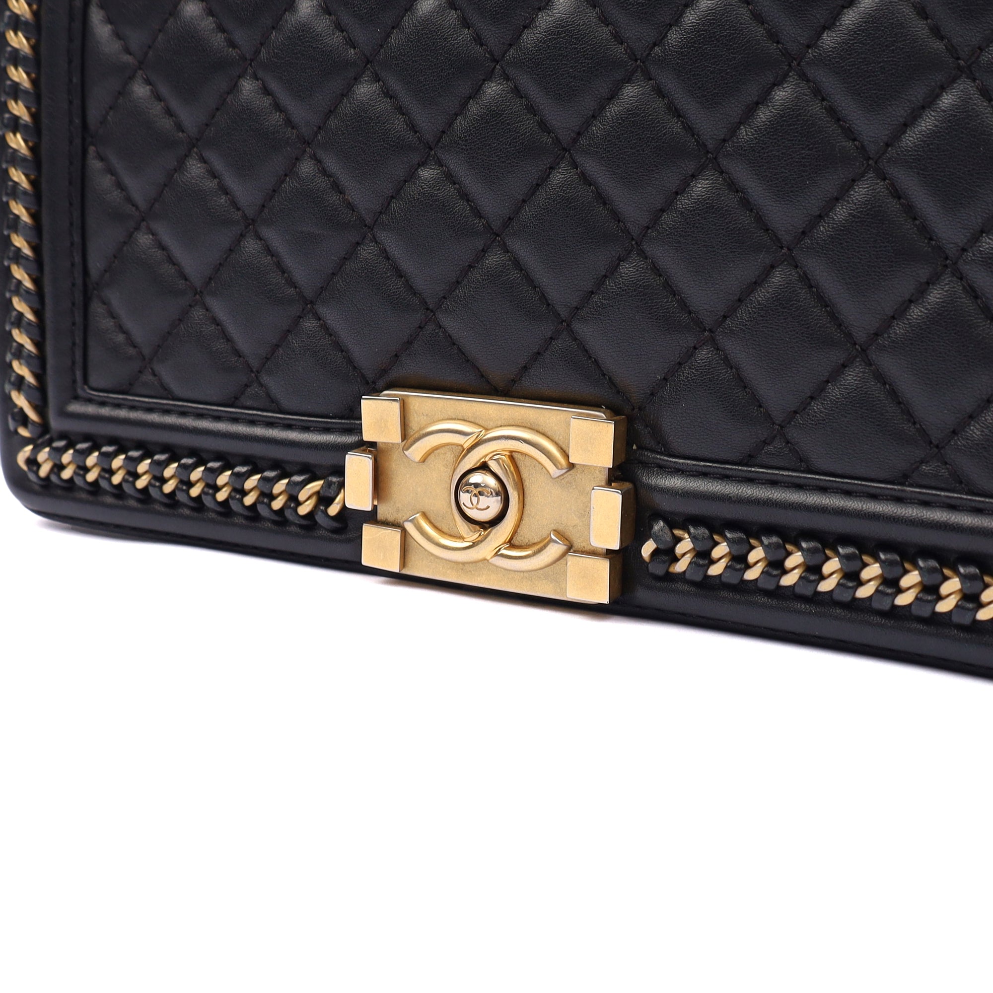 Chanel Shoulder Bag Boy Top Handle - Medium in Black, Calfskin Leather — Alternate View 7