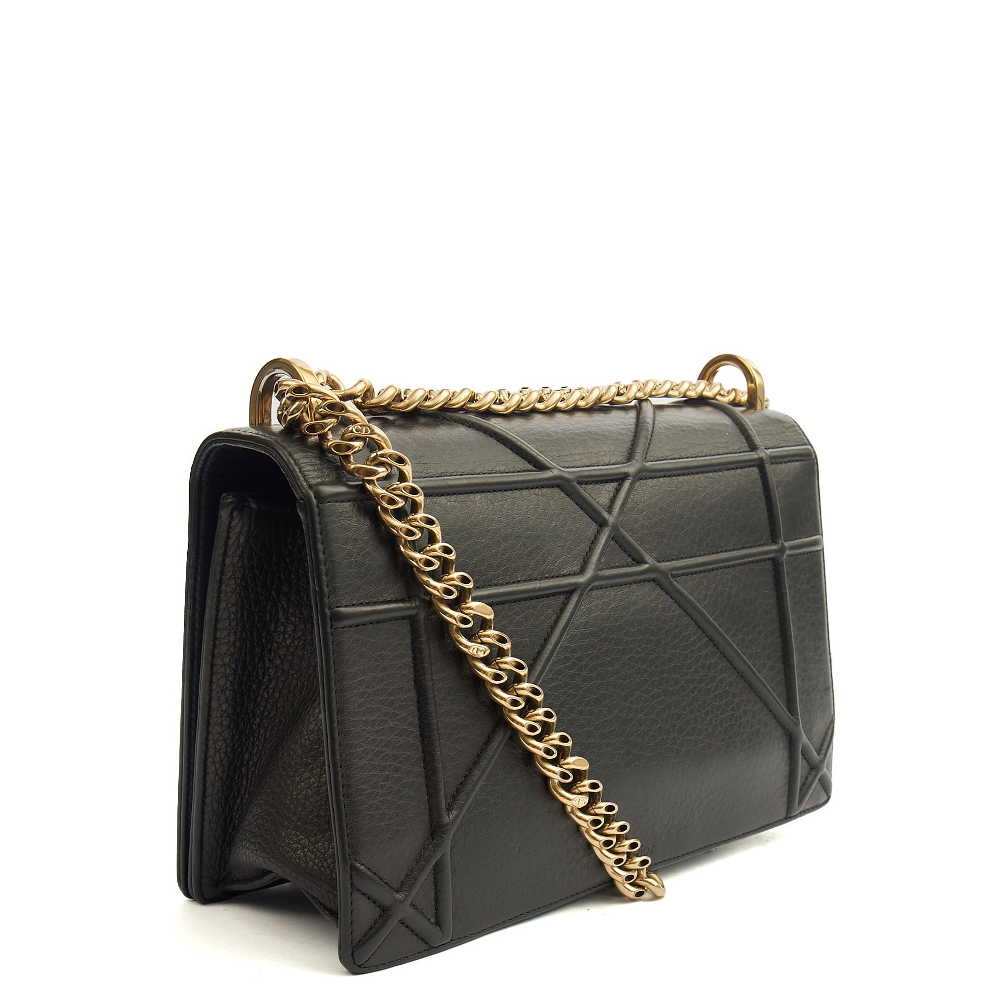 Christian Dior Shoulder Bag Diorama - Medium in Black, Calfskin — Side View