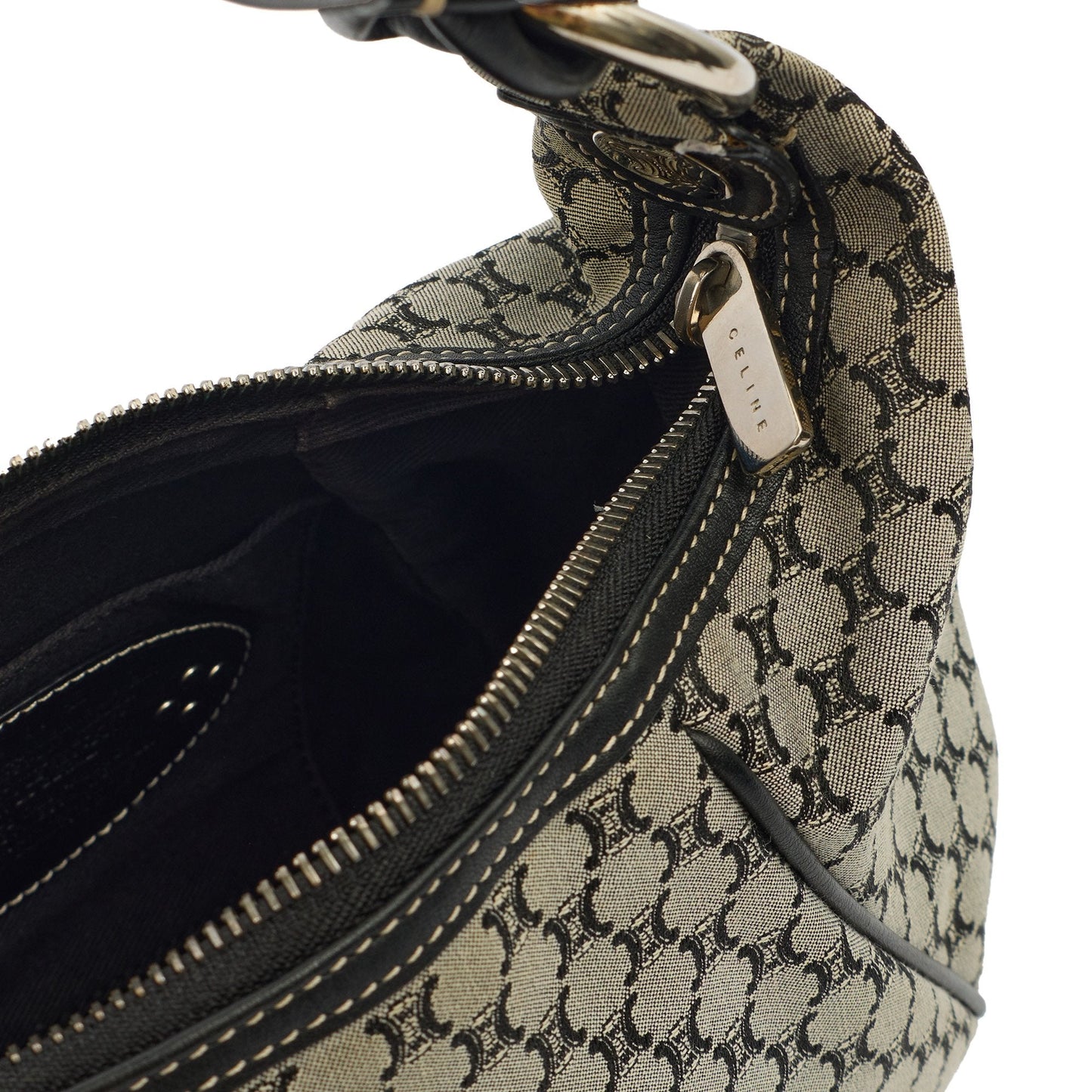Celine Shoulder Bag Vintage Shoulder Bag in Navy, Canvas — Alternate View 12