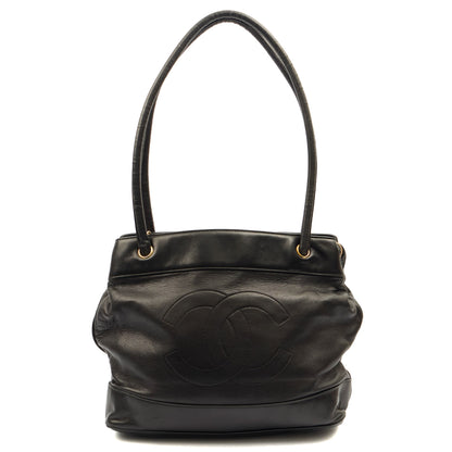 Chanel Tote Vintage Shoulder Bag in Black, Lambskin Leather — Alternate View 17