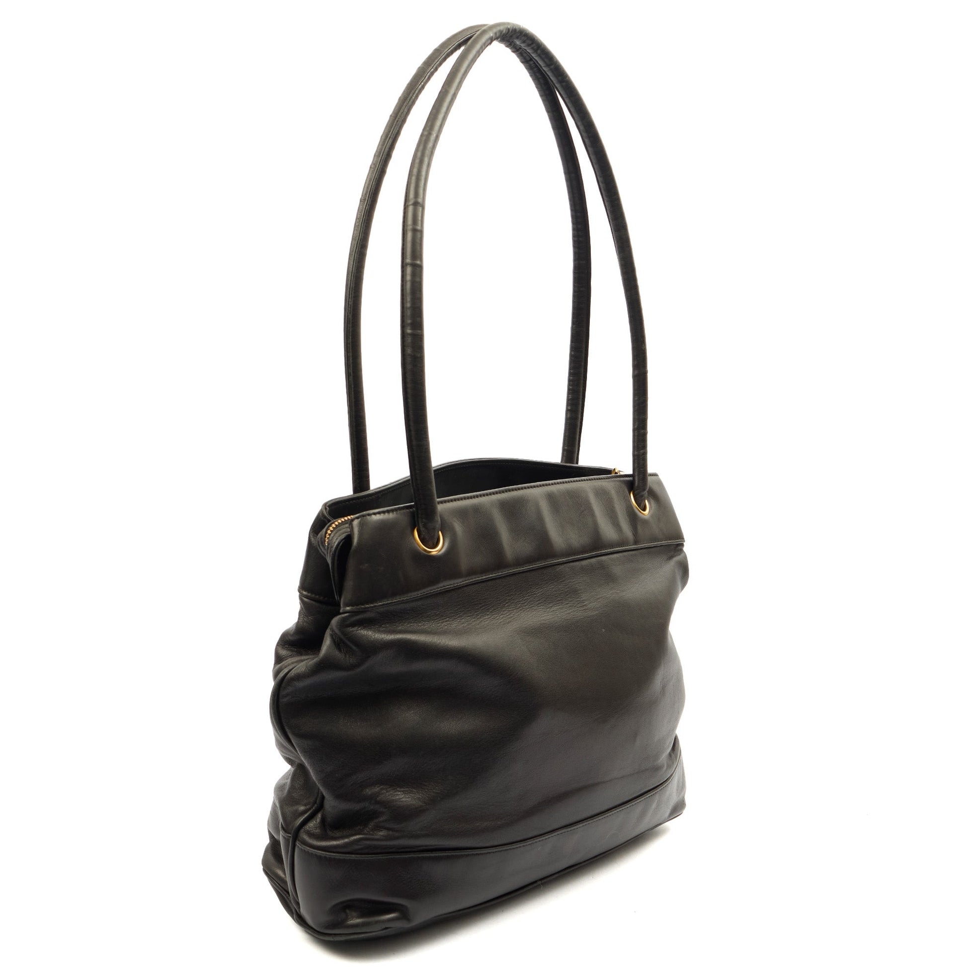 Chanel Tote Vintage Shoulder Bag in Black, Lambskin Leather — Alternate View 18