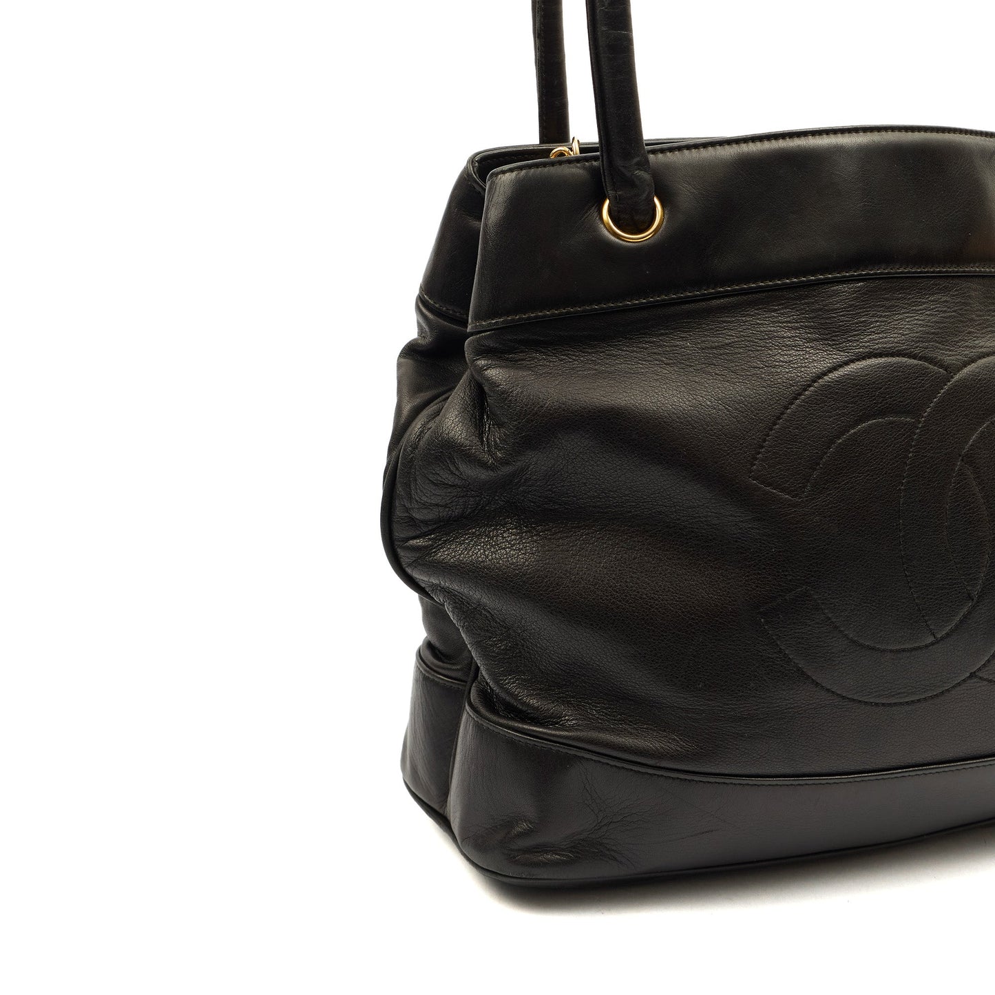 Chanel Tote Vintage Shoulder Bag in Black, Lambskin Leather — Alternate View 23