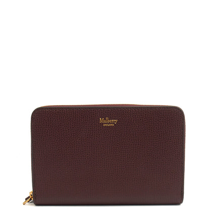 Mulberry Wallet Wallet in Oxblood, Calfskin Leather — Front View