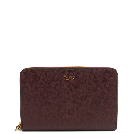 Mulberry Wallet Wallet in Oxblood, Calfskin Leather — Front View