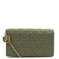 Christian Dior Cross Body Lady Dior Pouch in Green, Leather — Front View