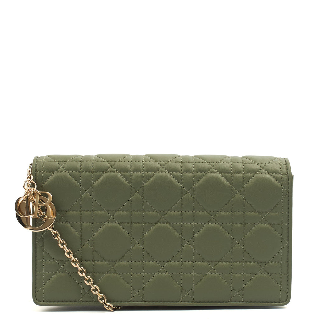 Christian Dior Cross Body Lady Dior Pouch in Green, Leather — Alternate View 8
