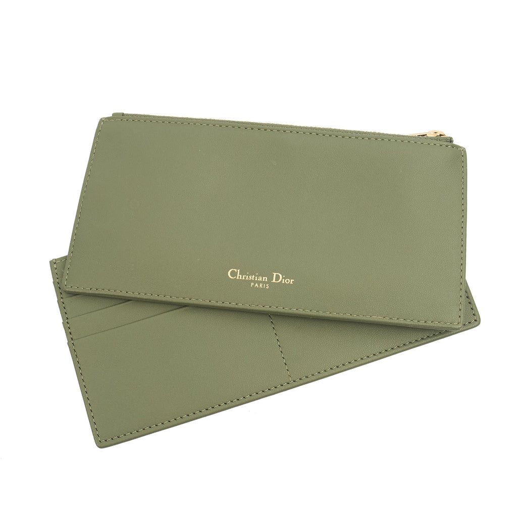 Christian Dior Cross Body Lady Dior Pouch in Green, Leather — Detail View